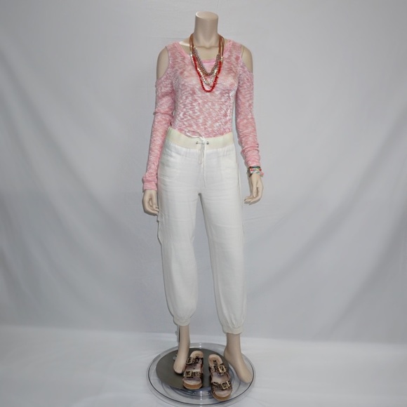 Bebe - White Linen and Silk Jogger Pants - 8 - Picture 4 of 7